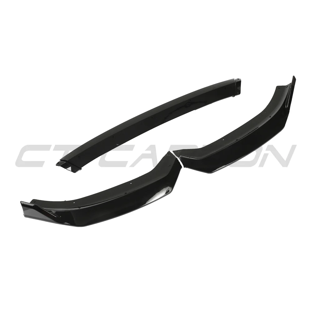 AUDI A3 S-LINE & S3 8V FACELIFT 2017-2020 GLOSS BLACK SPLITTER V2-Splitter-BLAK BY CT-CT Carbon - High-quality carbon fiber and gloss black aerodynamic parts for premium sports and luxury vehicles.