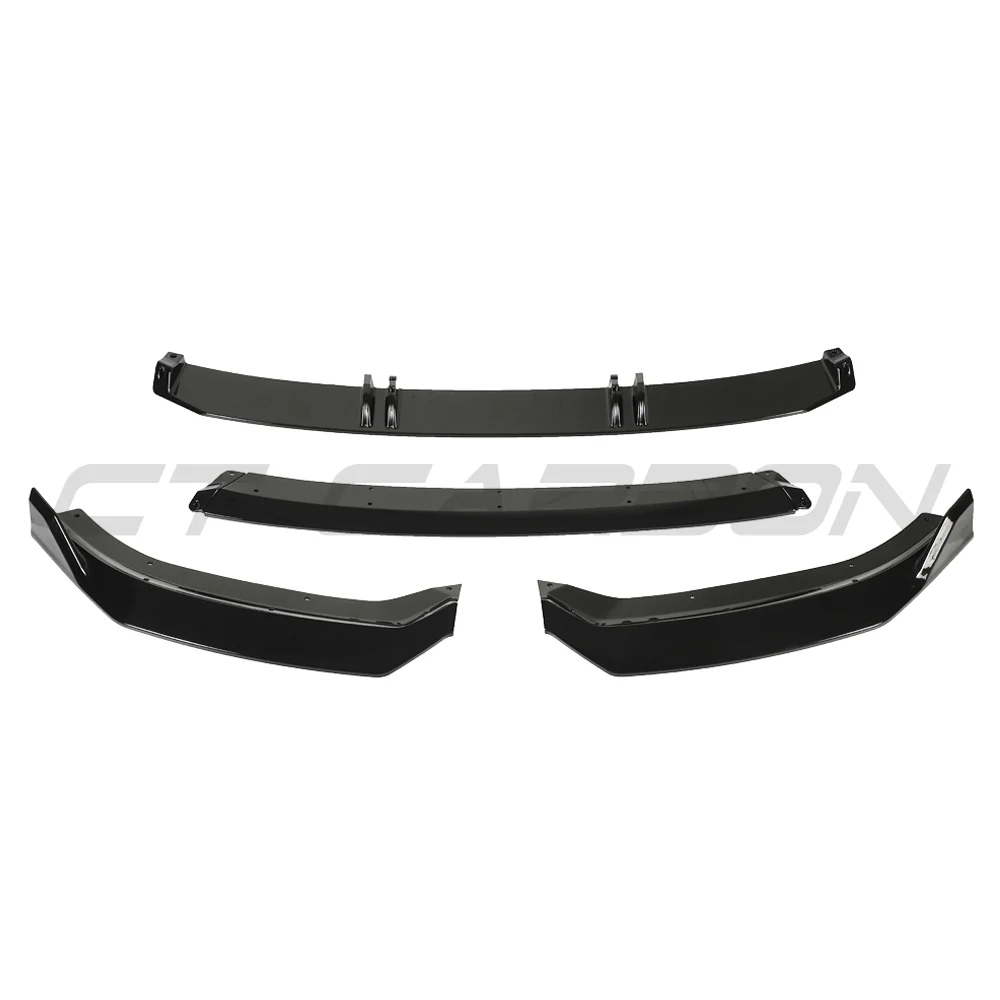 AUDI A3 S-LINE & S3 8V FACELIFT 2017-2020 GLOSS BLACK SPLITTER V3-Splitter-BLAK BY CT-CT Carbon - High-quality carbon fiber and gloss black aerodynamic parts for premium sports and luxury vehicles.
