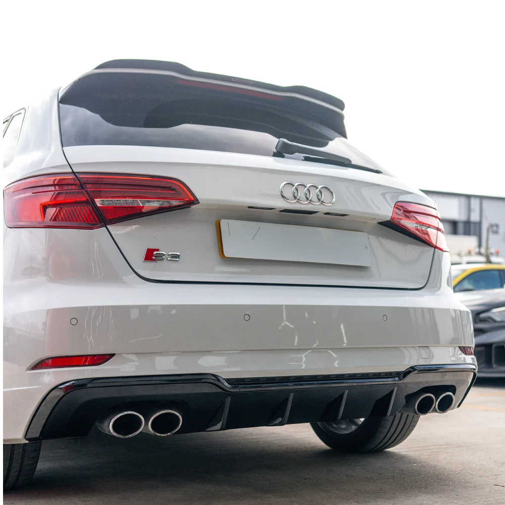 AUDI A3/S3 8V FACELIFT SPORTBACK 5 DOOR GLOSS BLACK DIFFUSER-Diffuser-BLAK BY CT-CT Carbon - High-quality carbon fiber and gloss black aerodynamic parts for premium sports and luxury vehicles.