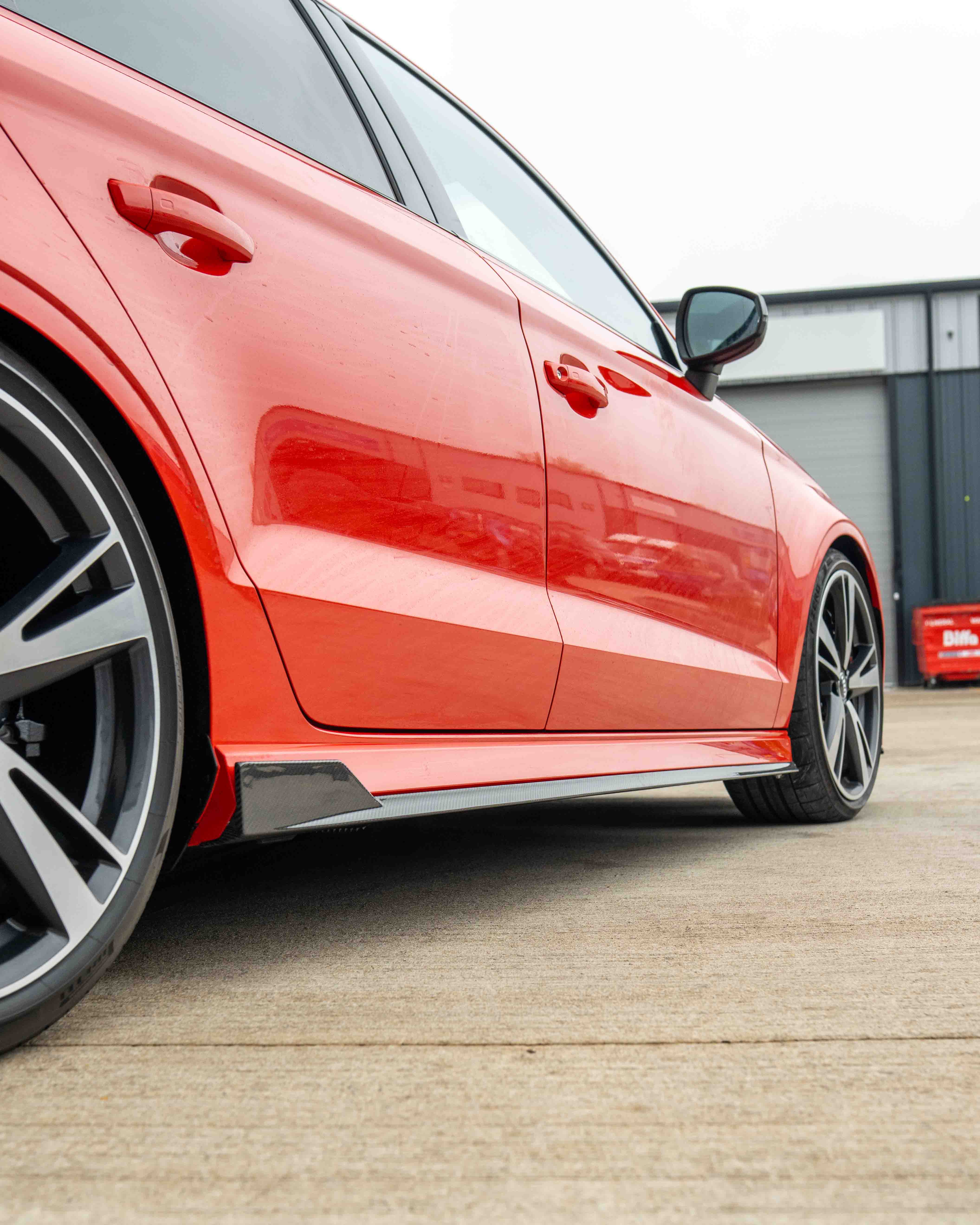 AUDI A3/S3/RS3 8V SALOON CARBON FIBRE SIDE SKIRTS-Side Skirts-CT CARBON-CT Carbon - High-quality carbon fiber and gloss black aerodynamic parts for premium sports and luxury vehicles.