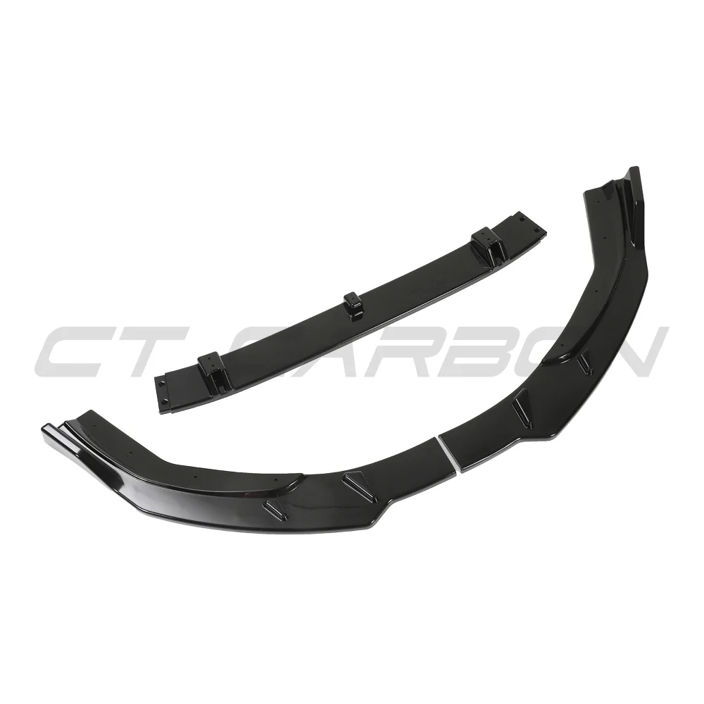 AUDI A4/S4 B9.5 2020-2024 GLOSS BLACK SPLITTER-Splitter-BLAK BY CT-CT Carbon - High-quality carbon fiber and gloss black aerodynamic parts for premium sports and luxury vehicles.