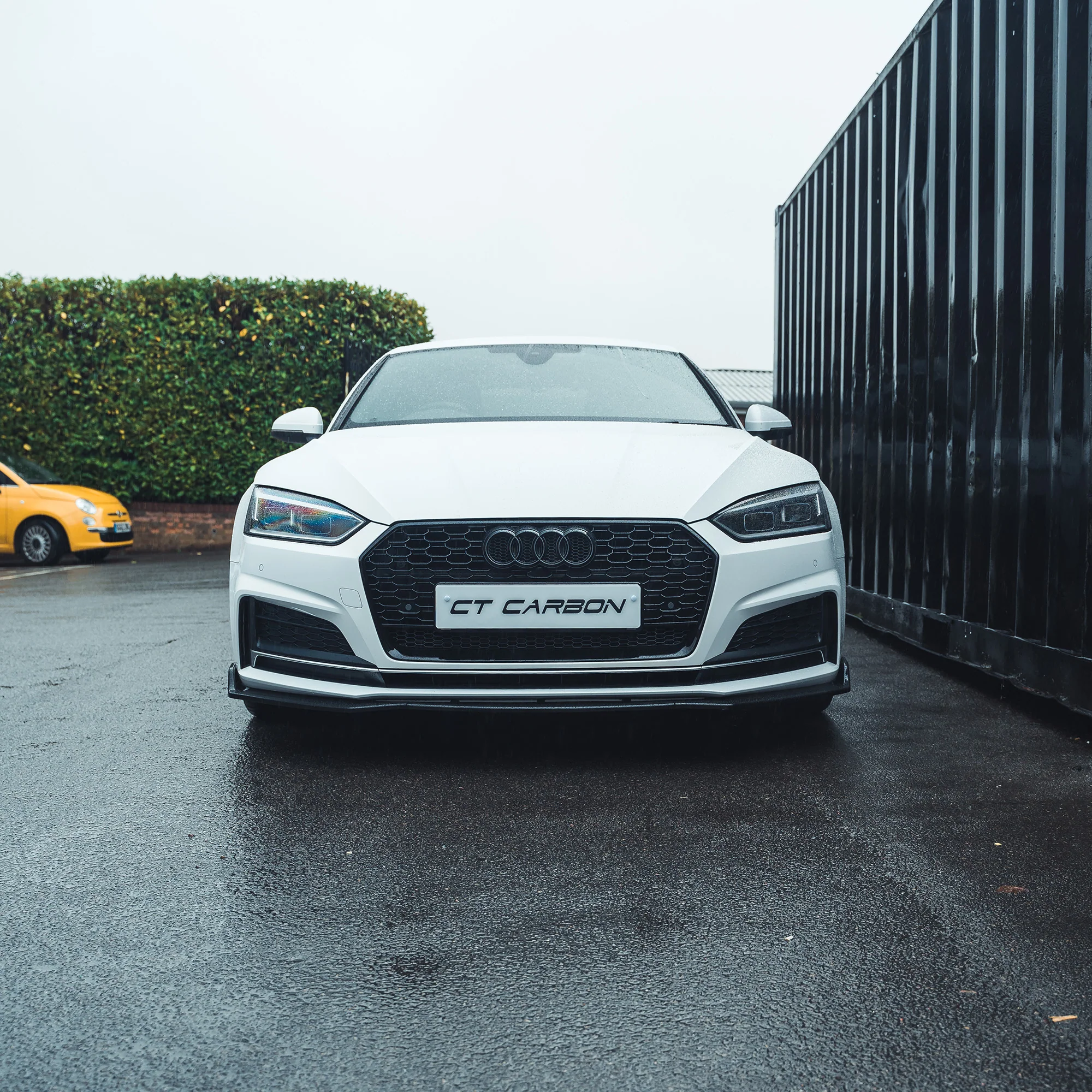 AUDI A5/S5 B9 2016-2019 GLOSS BLACK SPLITTER-Splitter-BLAK BY CT-CT Carbon - High-quality carbon fiber and gloss black aerodynamic parts for premium sports and luxury vehicles.