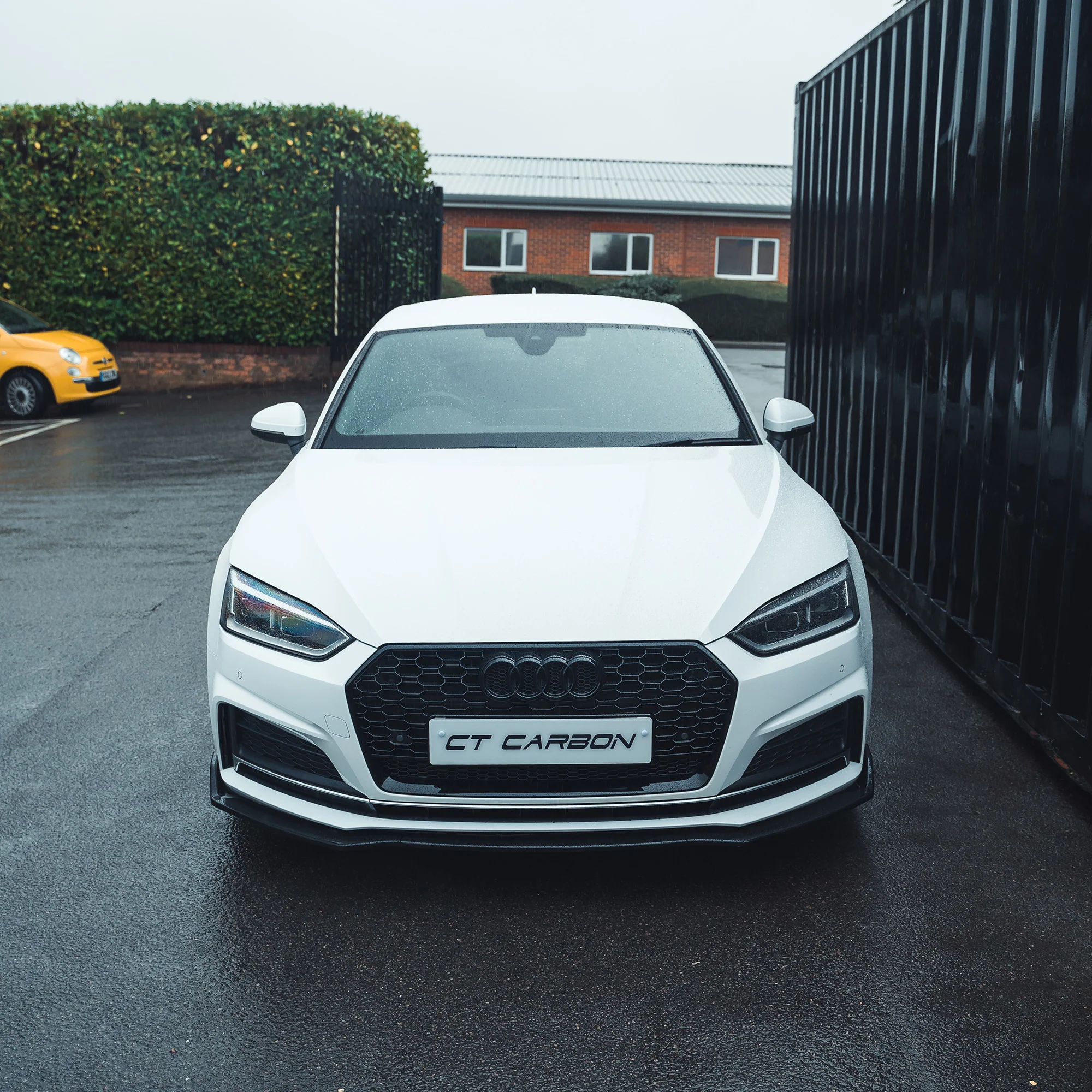 AUDI A5/S5 B9 2016-2019 GLOSS BLACK SPLITTER-Splitter-BLAK BY CT-CT Carbon - High-quality carbon fiber and gloss black aerodynamic parts for premium sports and luxury vehicles.