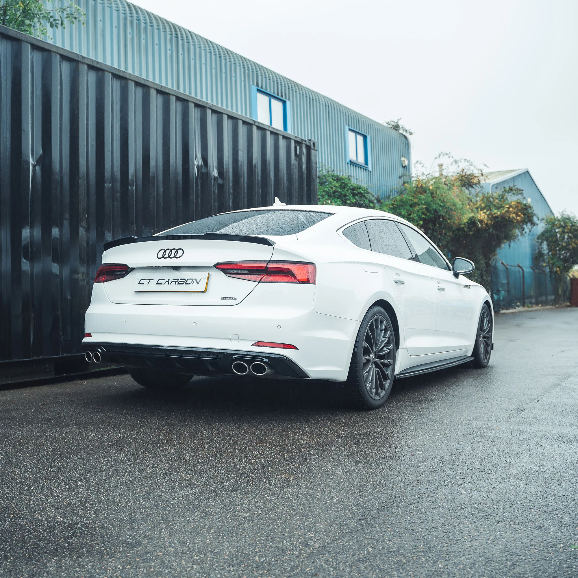 AUDI A5/S5 B9 SPORTBACK GLOSS BLACK SPOILER-Spoiler-BLAK BY CT-CT Carbon - High-quality carbon fiber and gloss black aerodynamic parts for premium sports and luxury vehicles.