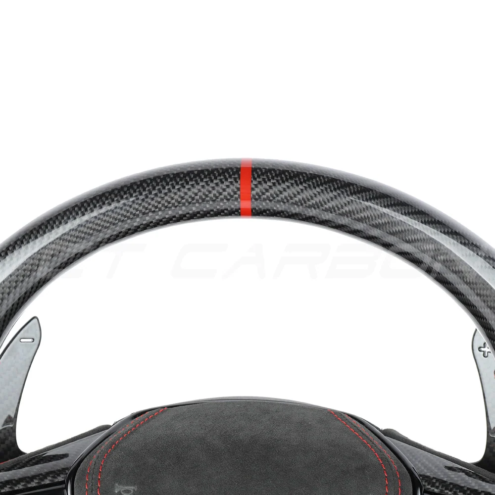 AUDI A6/S6/RS6 & A7/S7/RS7 C8 CARBON FIBRE / ALCANTARA GLOSS BLACK FLAT BOTTOM CUSTOM STEERING WHEEL