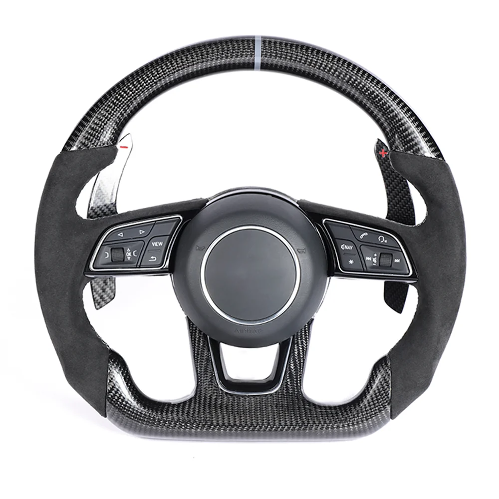 AUDI B9 & 8V 2016-2024 CARBON FIBRE / ALCANTARA FLAT BOTTOM CUSTOM STEERING WHEEL