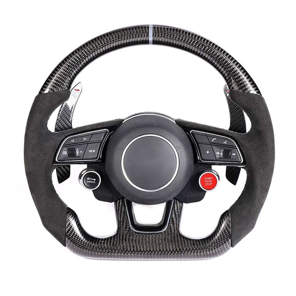 AUDI B9 & 8V 2016-2024 CARBON FIBRE / ALCANTARA FLAT BOTTOM CUSTOM STEERING WHEEL