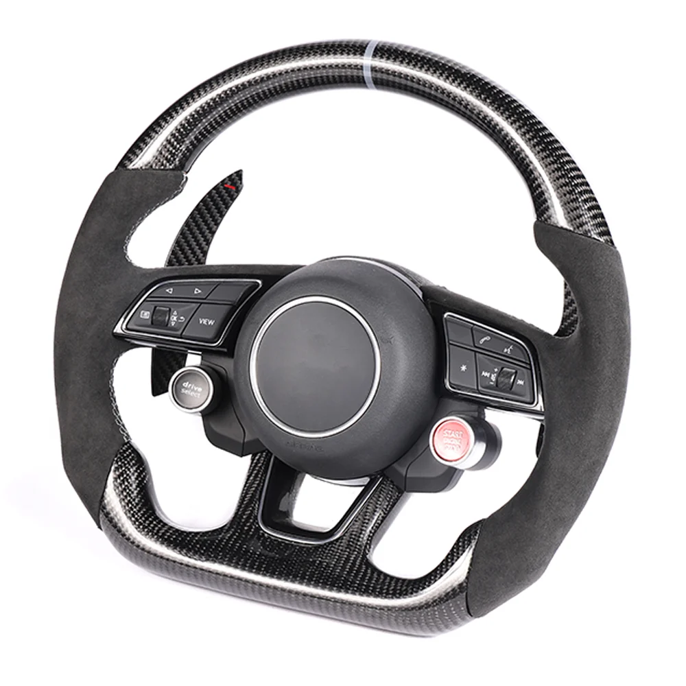 AUDI B9 & 8V 2016-2024 CARBON FIBRE / ALCANTARA FLAT BOTTOM CUSTOM STEERING WHEEL