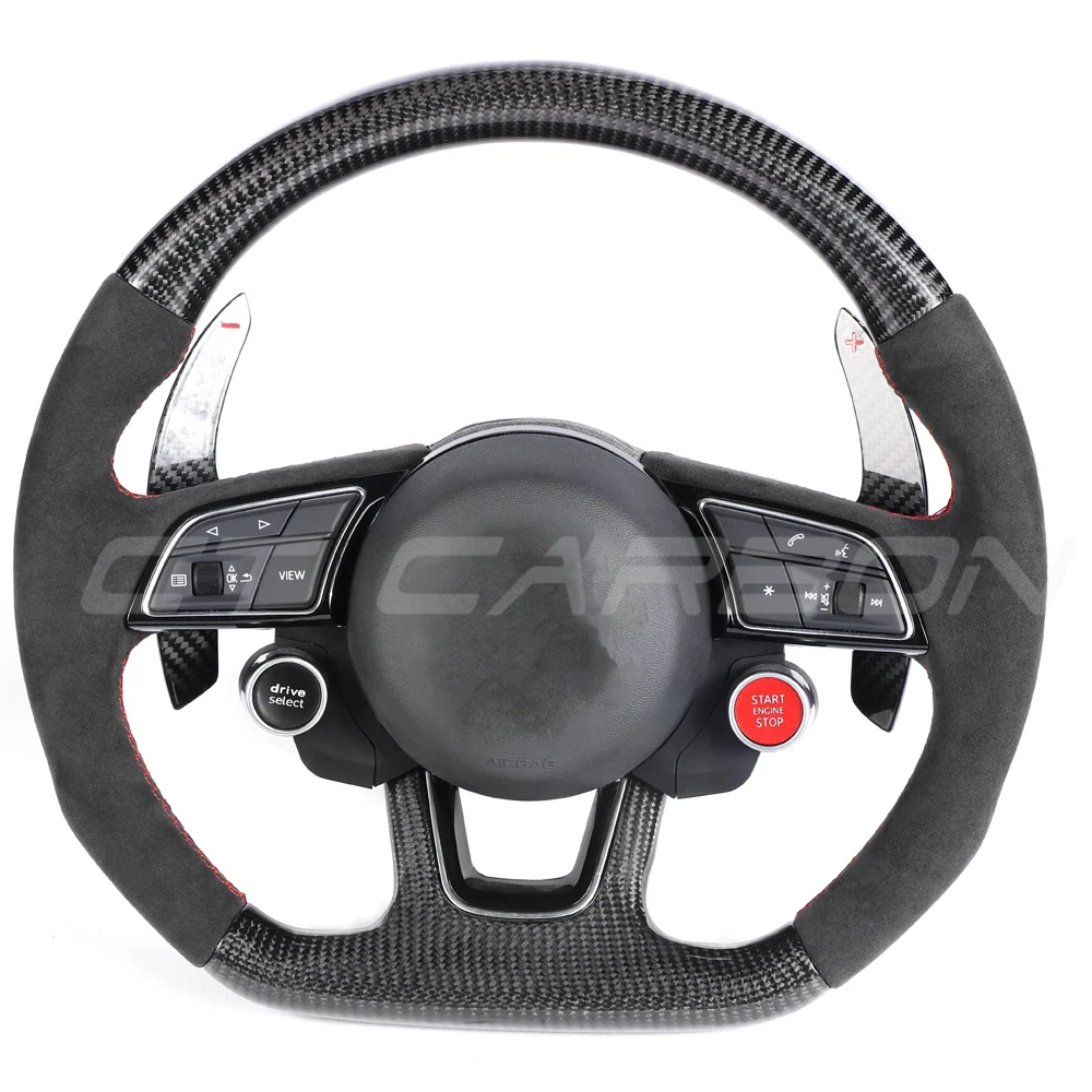 AUDI B9 CARBON FIBRE / ALCANTARA FLAT BOTTOM CUSTOM STEERING WHEEL