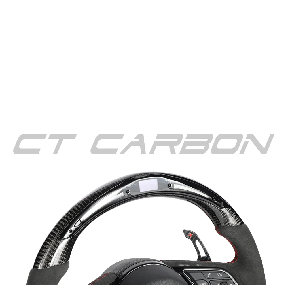 AUDI B9 & 8V 2016-2024 CARBON FIBRE / ALCANTARA LED FLAT BOTTOM CUSTOM STEERING WHEEL