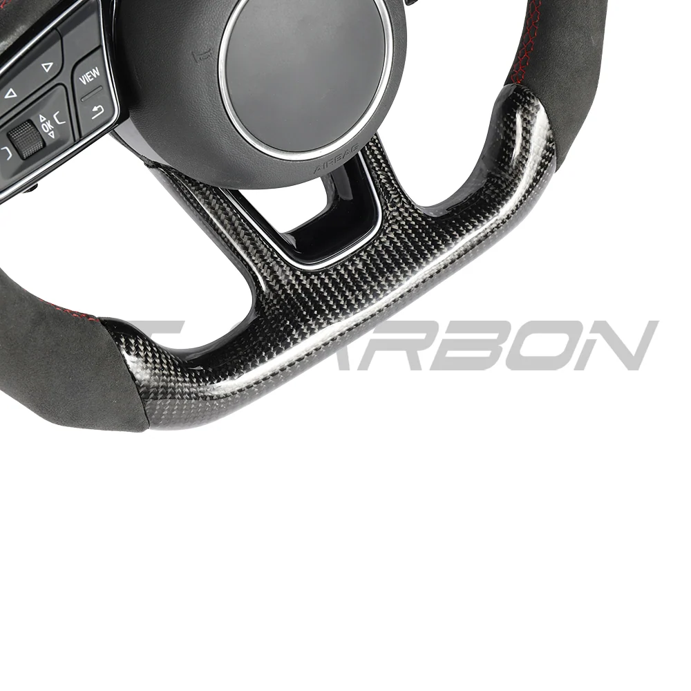 AUDI B9 & 8V 2016-2024 CARBON FIBRE / ALCANTARA LED FLAT BOTTOM CUSTOM STEERING WHEEL