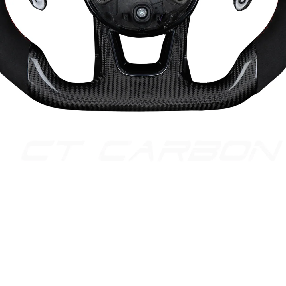 AUDI B9 CARBON FIBRE / ALCANTARA LED FLAT BOTTOM CUSTOM STEERING WHEEL