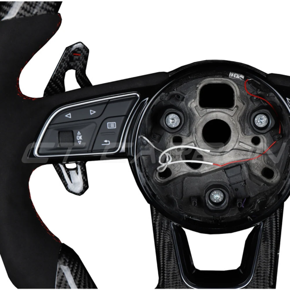 AUDI B9 CARBON FIBRE / ALCANTARA LED FLAT BOTTOM CUSTOM STEERING WHEEL