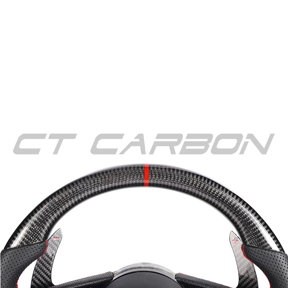 AUDI B9 & 8V 2016-2024 CARBON FIBRE / LEATHER FLAT BOTTOM CUSTOM STEERING WHEEL