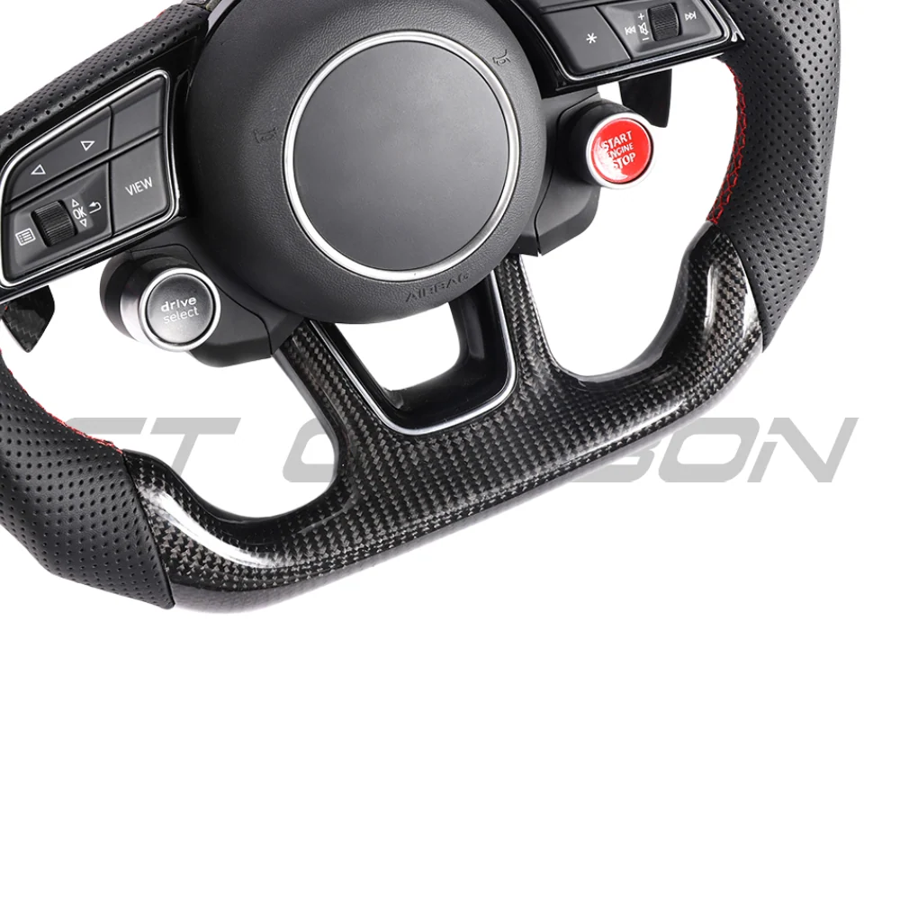 AUDI B9 & 8V 2016-2024 CARBON FIBRE / LEATHER FLAT BOTTOM CUSTOM STEERING WHEEL