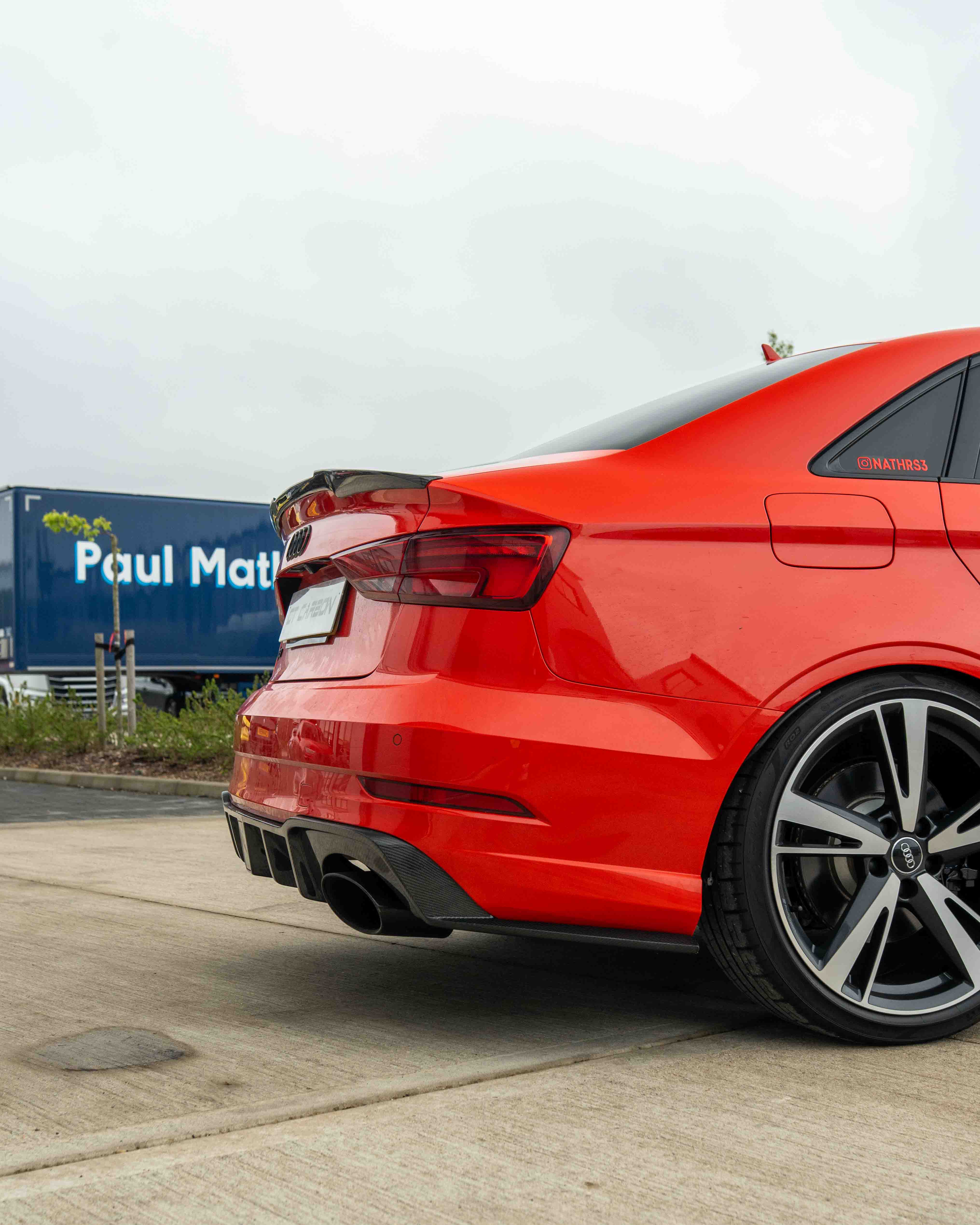 AUDI RS3 8V SALOON REAR CARBON DIFFUSER WITH DTM LIGHT-Diffuser-CT CARBON-CT Carbon - High-quality carbon fiber and gloss black aerodynamic parts for premium sports and luxury vehicles.