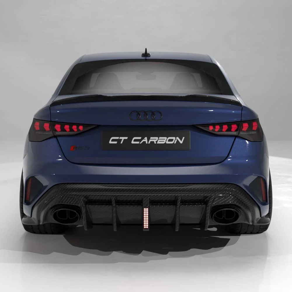 AUDI RS3 8Y 2025+ FACELIFT SALOON CARBON FIBRE DIFFUSER WITH LED LIGHT - V2 - CT DESIGN