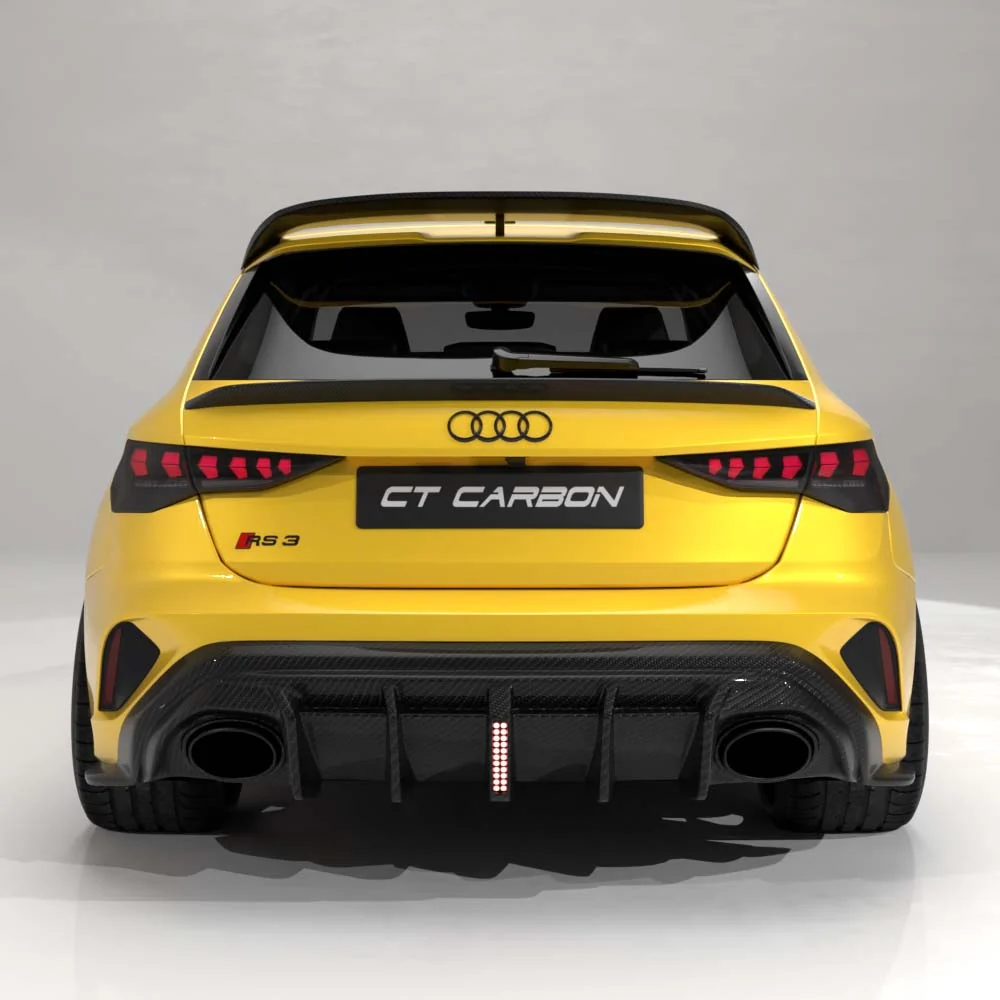 AUDI RS3 8Y 2025+ FACELIFT SPORTBACK CARBON FIBRE DIFFUSER WITH LED LIGHT - V2 - CT DESIGN