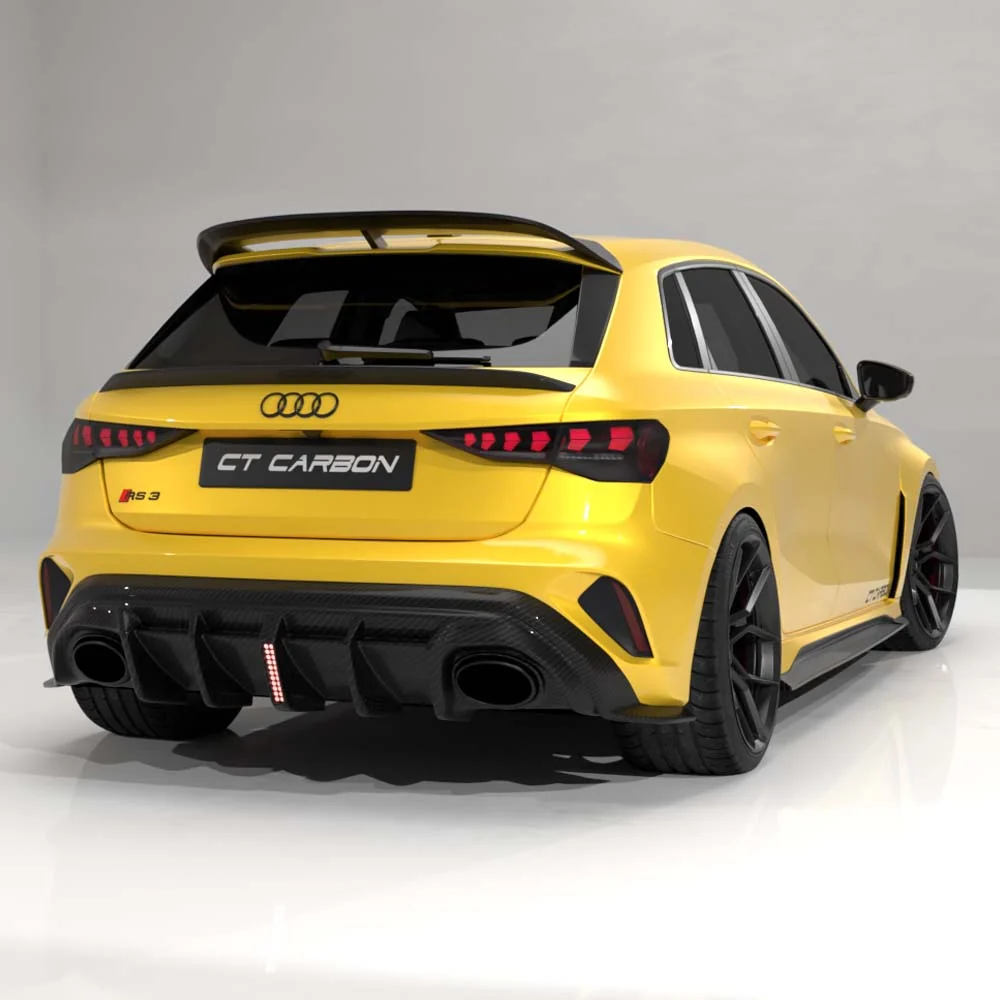 AUDI RS3 8Y 2025+ FACELIFT SPORTBACK CARBON FIBRE DIFFUSER WITH LED LIGHT - V2 - CT DESIGN