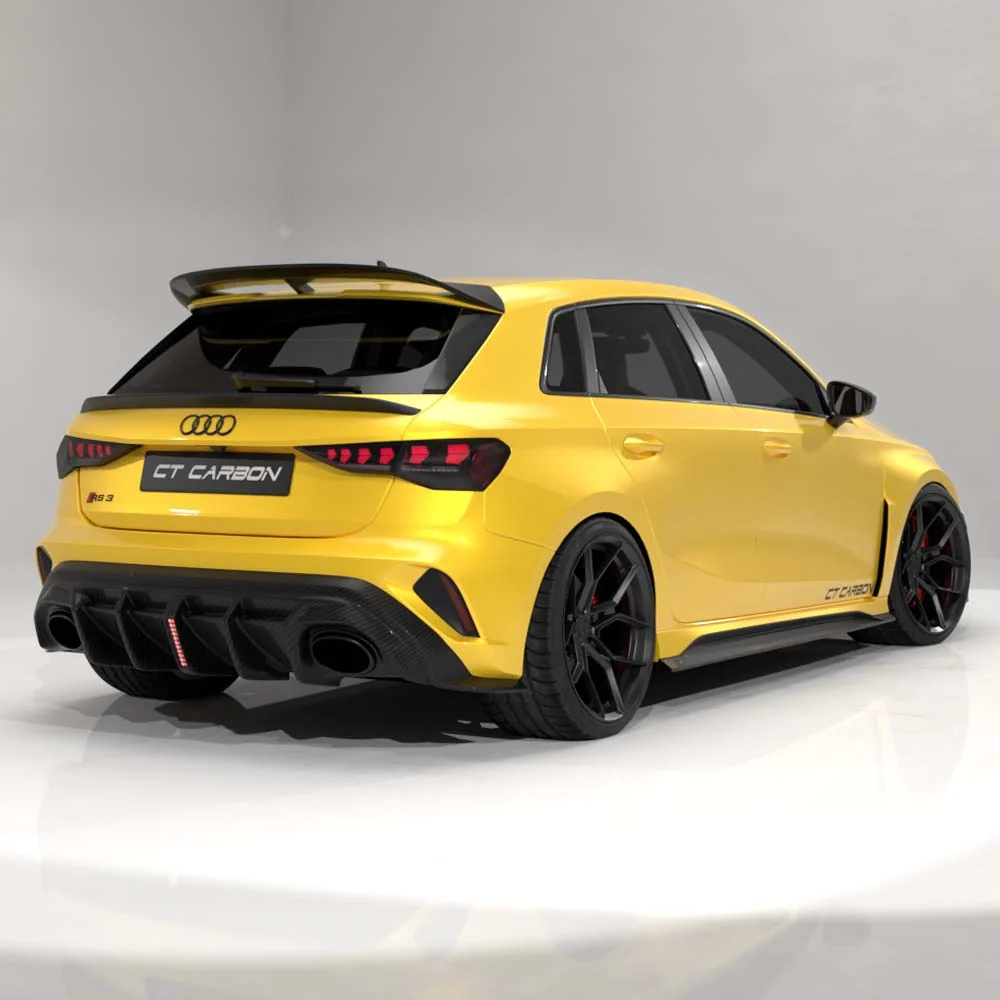 AUDI RS3 8Y 2025+ FACELIFT SPORTBACK CARBON FIBRE DIFFUSER WITH LED LIGHT - V2 - CT DESIGN