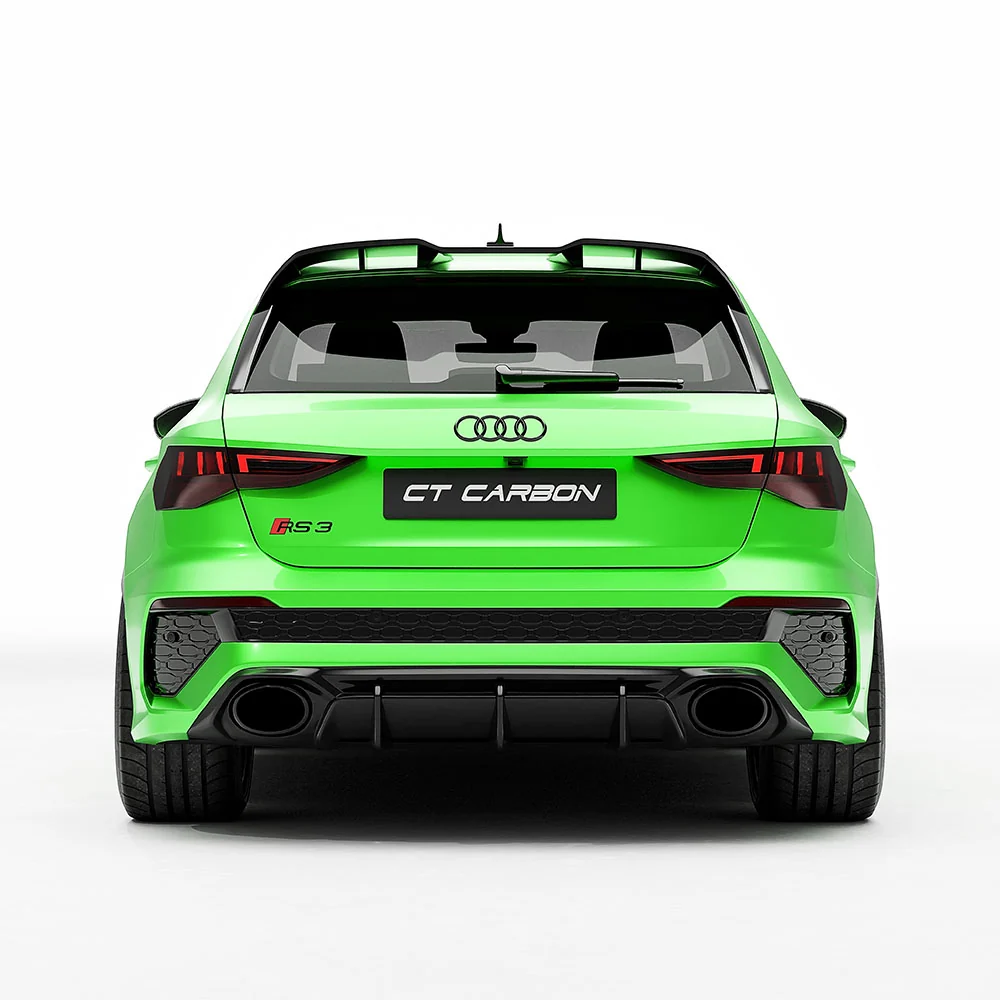 AUDI RS3 8Y 2022-2024 CARBON FIBRE REAR DIFFUSER V2 - CT DESIGN-Diffuser-CT CARBON-CT Carbon - High-quality carbon fiber and gloss black aerodynamic parts for premium sports and luxury vehicles.