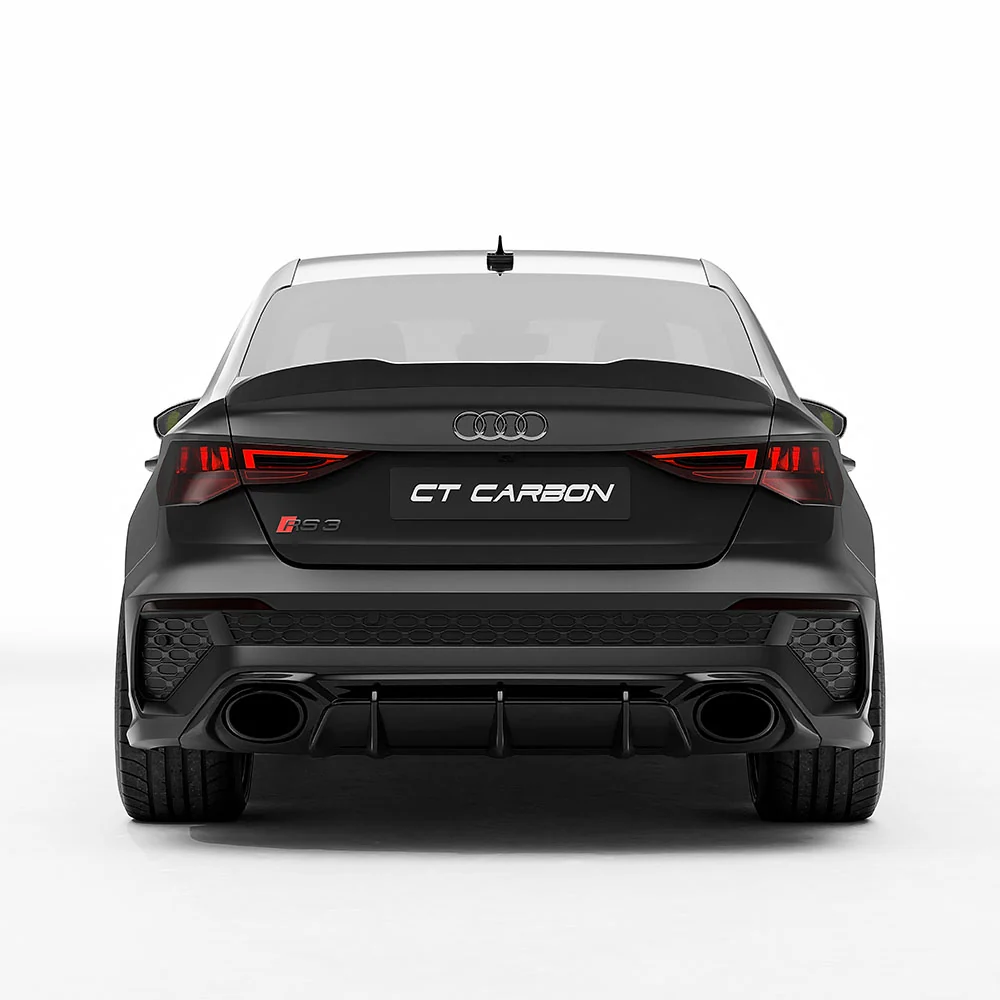 AUDI RS3 8Y 2022-2024 CARBON FIBRE REAR DIFFUSER V2 - CT DESIGN-Diffuser-CT CARBON-CT Carbon - High-quality carbon fiber and gloss black aerodynamic parts for premium sports and luxury vehicles.