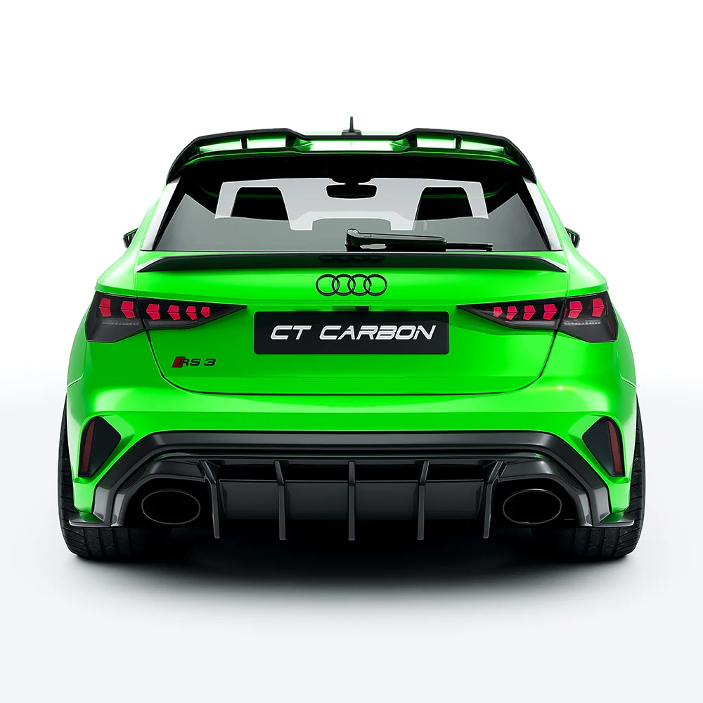 AUDI RS3 8Y 2025+ FACELIFT SPORTBACK FULL CARBON FIBRE KIT - CT DESIGN-Kit-CT CARBON-CT Carbon - High-quality carbon fiber and gloss black aerodynamic parts for premium sports and luxury vehicles.