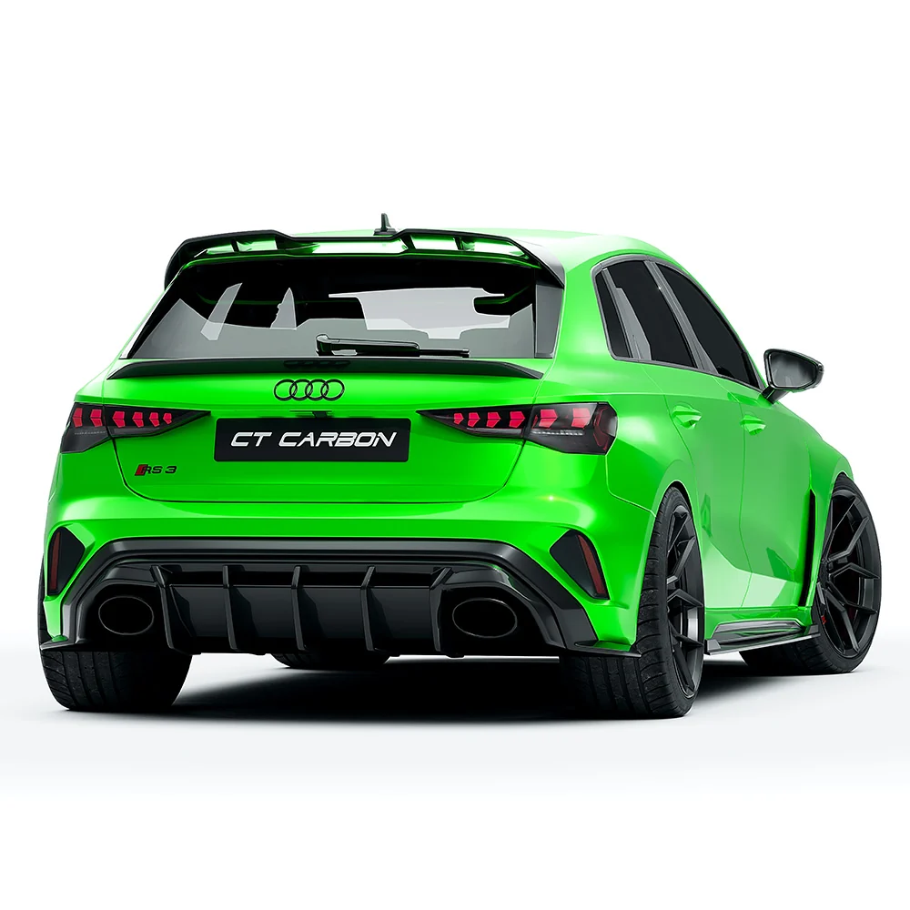 AUDI RS3 8Y 2025+ FACELIFT SPORTBACK FULL CARBON FIBRE KIT - CT DESIGN-Kit-CT CARBON-CT Carbon - High-quality carbon fiber and gloss black aerodynamic parts for premium sports and luxury vehicles.