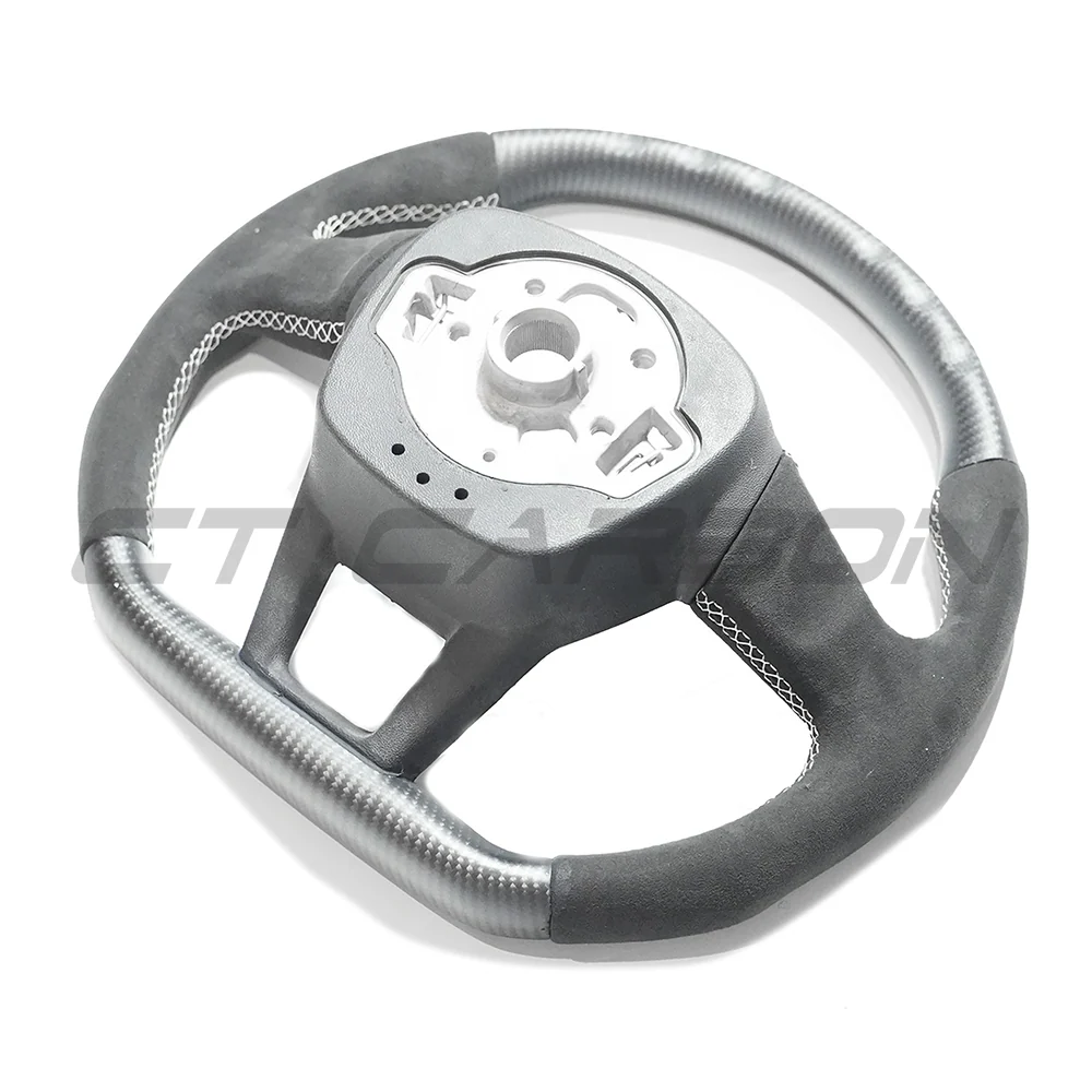AUDI RS6/RS7 C8 MATTE CARBON FIBRE & ALCANTARA FLAT BOTTOM CUSTOM STEERING WHEEL-Custom Steering Wheels-CT CARBON-CT Carbon - High-quality carbon fiber and gloss black aerodynamic parts for premium sports and luxury vehicles.