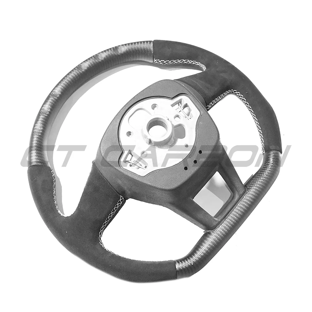 AUDI RS6/RS7 C8 MATTE CARBON FIBRE & ALCANTARA FLAT BOTTOM CUSTOM STEERING WHEEL-Custom Steering Wheels-CT CARBON-CT Carbon - High-quality carbon fiber and gloss black aerodynamic parts for premium sports and luxury vehicles.