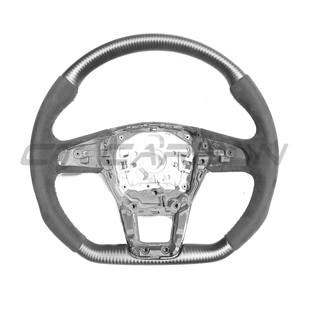 AUDI RS6/RS7 C8 MATTE CARBON FIBRE & ALCANTARA FLAT BOTTOM CUSTOM STEERING WHEEL-Custom Steering Wheels-CT CARBON-CT Carbon - High-quality carbon fiber and gloss black aerodynamic parts for premium sports and luxury vehicles.