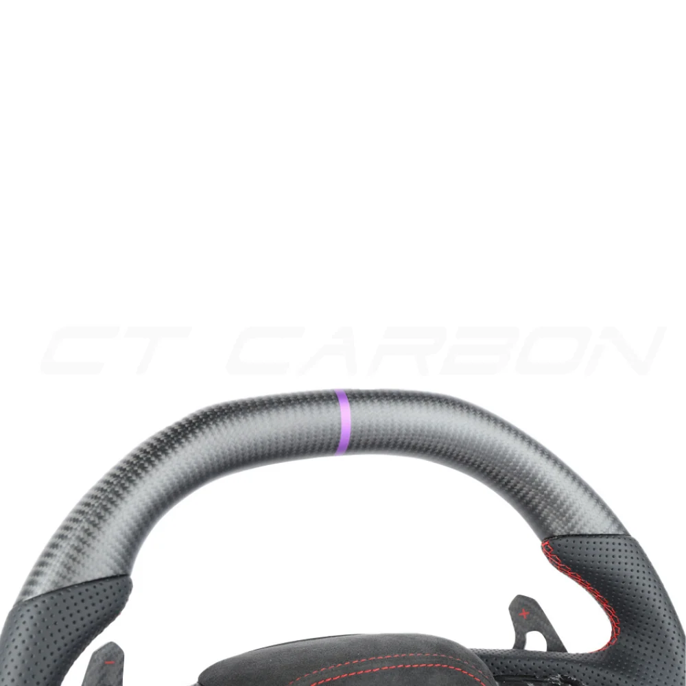 AUDI A6/S6/RS6 & A7/S7/RS7 C8 CARBON FIBRE / LEATHER FLAT TOP AND BOTTOM CUSTOM STEERING WHEEL