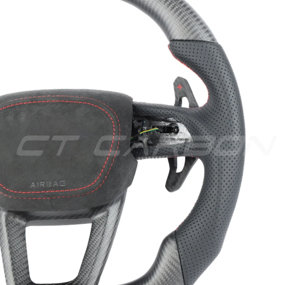 AUDI A6/S6/RS6 & A7/S7/RS7 C8 CARBON FIBRE / LEATHER FLAT TOP AND BOTTOM CUSTOM STEERING WHEEL