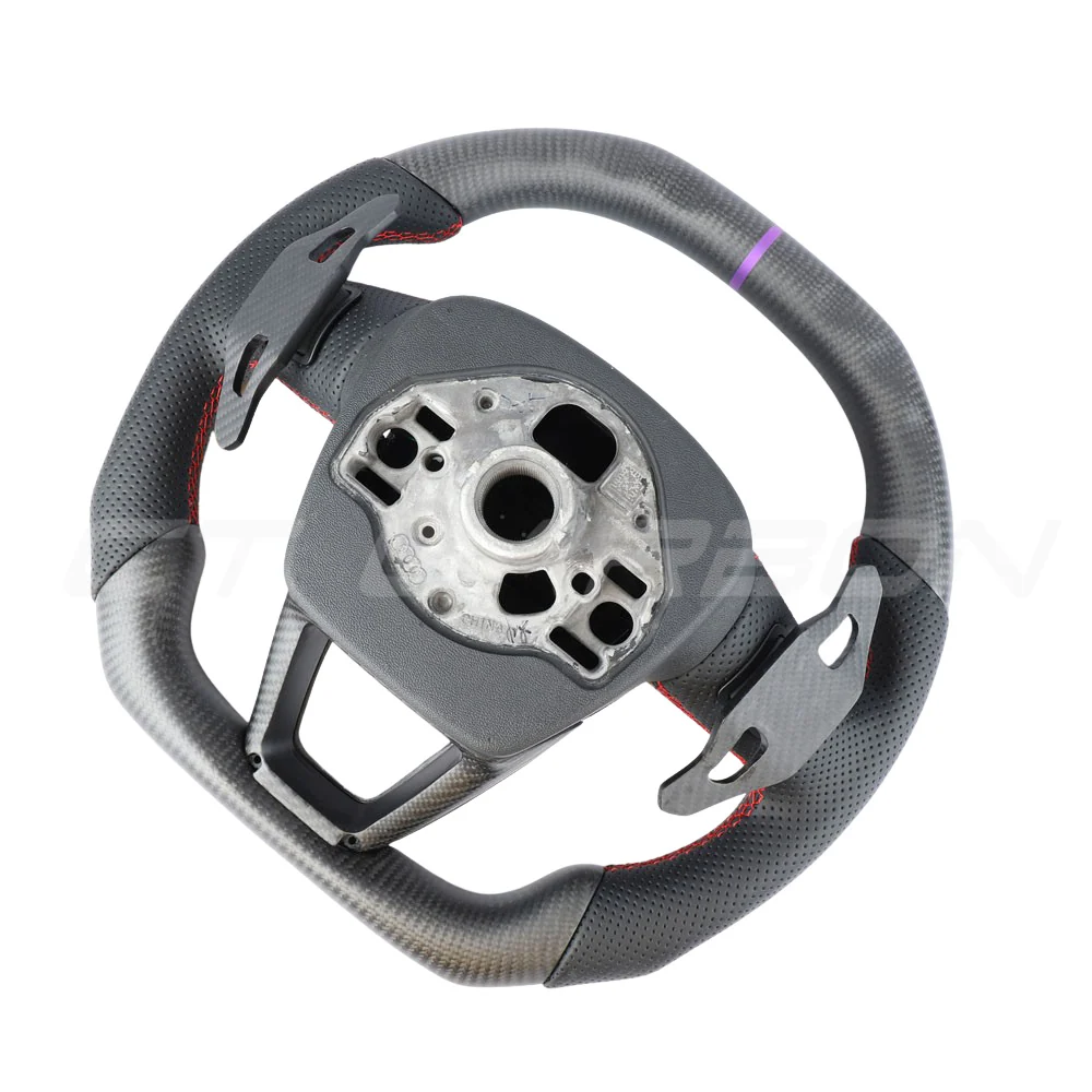 AUDI A6/S6/RS6 & A7/S7/RS7 C8 CARBON FIBRE / LEATHER FLAT TOP AND BOTTOM CUSTOM STEERING WHEEL