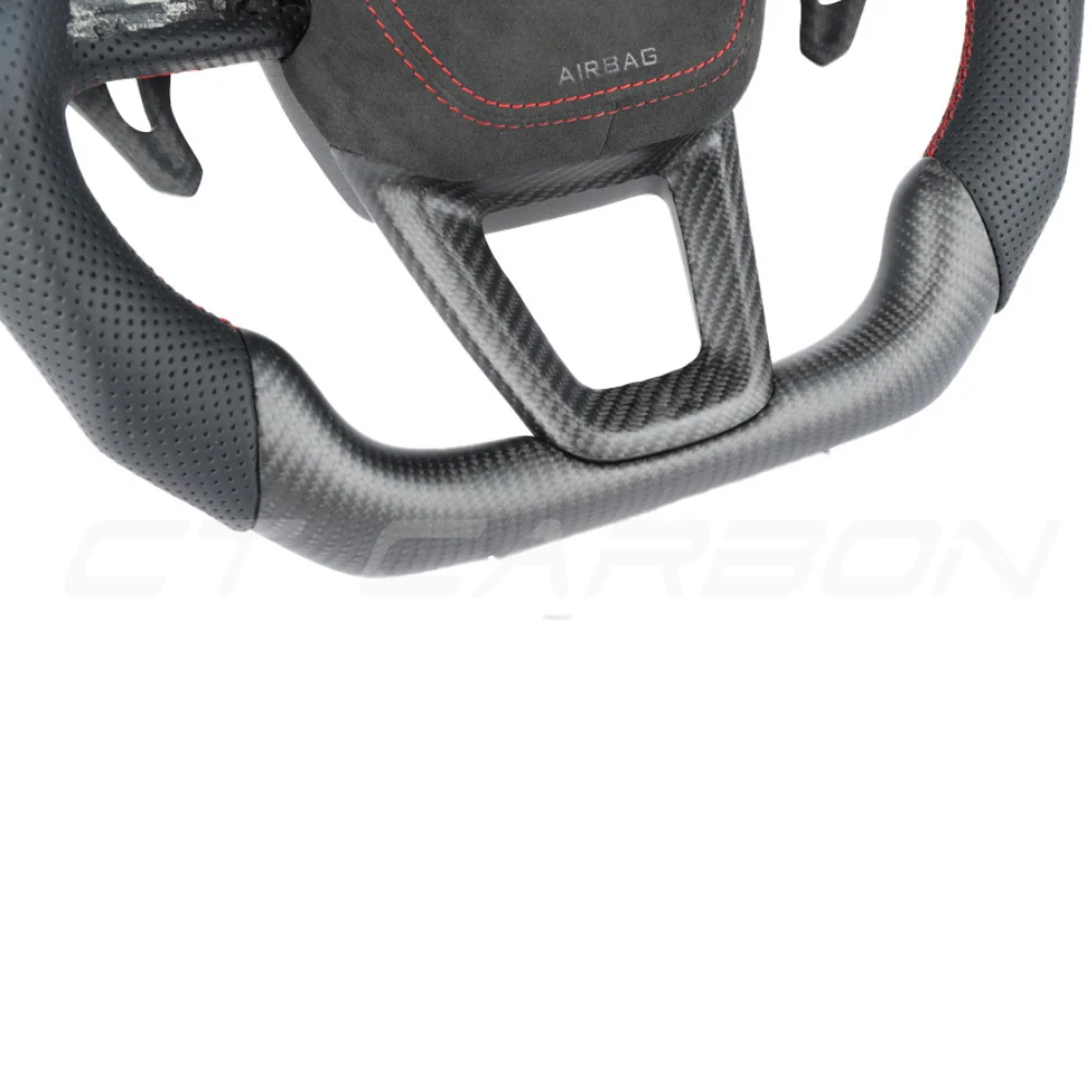 AUDI A6/S6/RS6 & A7/S7/RS7 C8 CARBON FIBRE / LEATHER FLAT TOP AND BOTTOM CUSTOM STEERING WHEEL