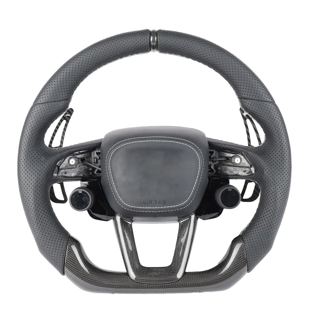 AUDI A6/S6/RS6 & A7/S7/RS7 C8 PERFORATED LEATHER / CARBON FIBRE FLAT BOTTOM CUSTOM STEERING WHEEL
