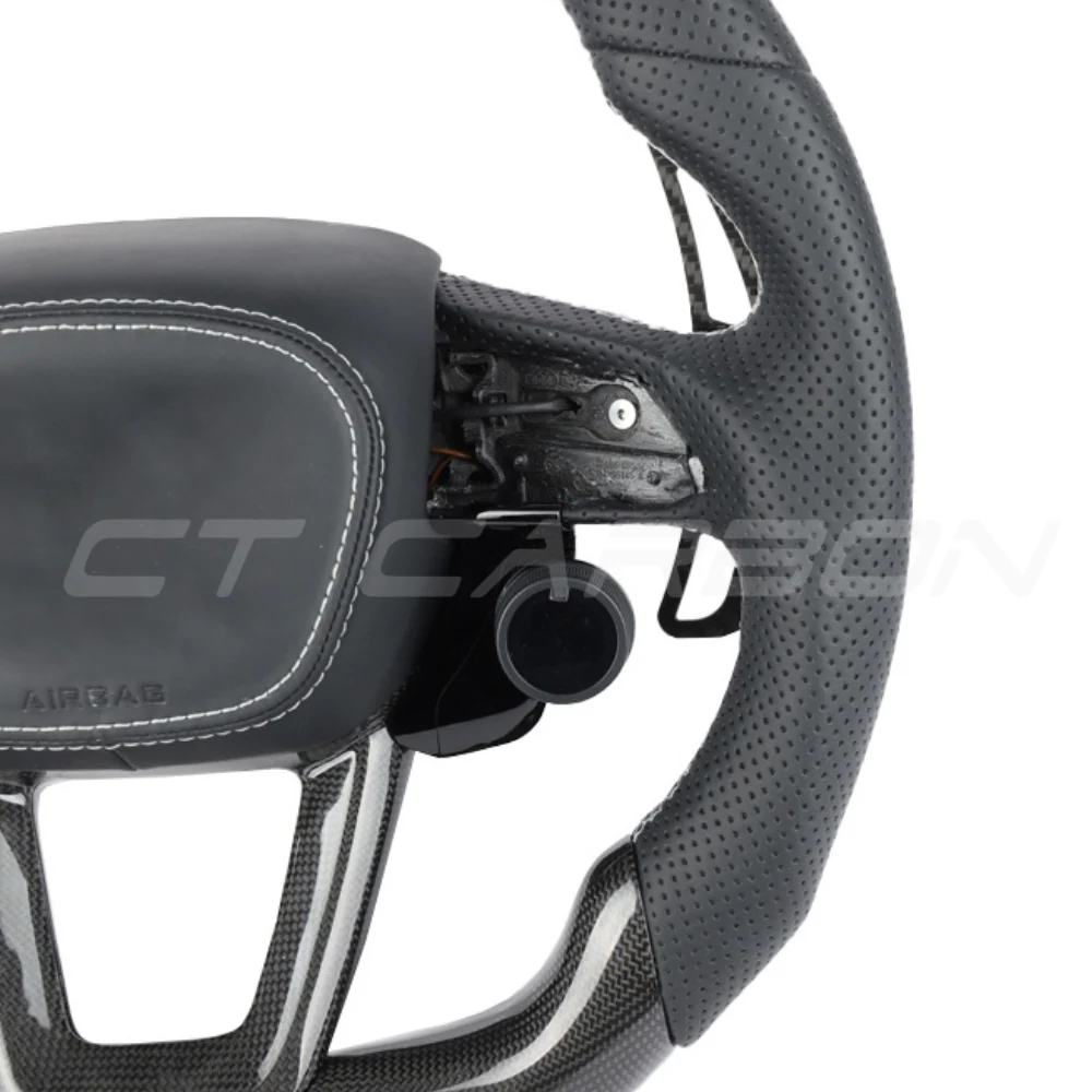 AUDI A6/S6/RS6 & A7/S7/RS7 C8 PERFORATED LEATHER / CARBON FIBRE FLAT BOTTOM CUSTOM STEERING WHEEL