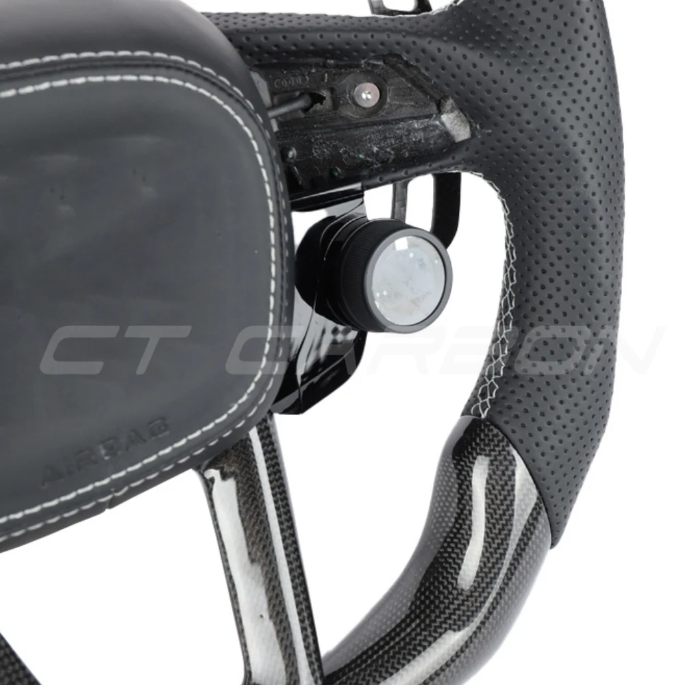 AUDI A6/S6/RS6 & A7/S7/RS7 C8 PERFORATED LEATHER / CARBON FIBRE FLAT BOTTOM CUSTOM STEERING WHEEL