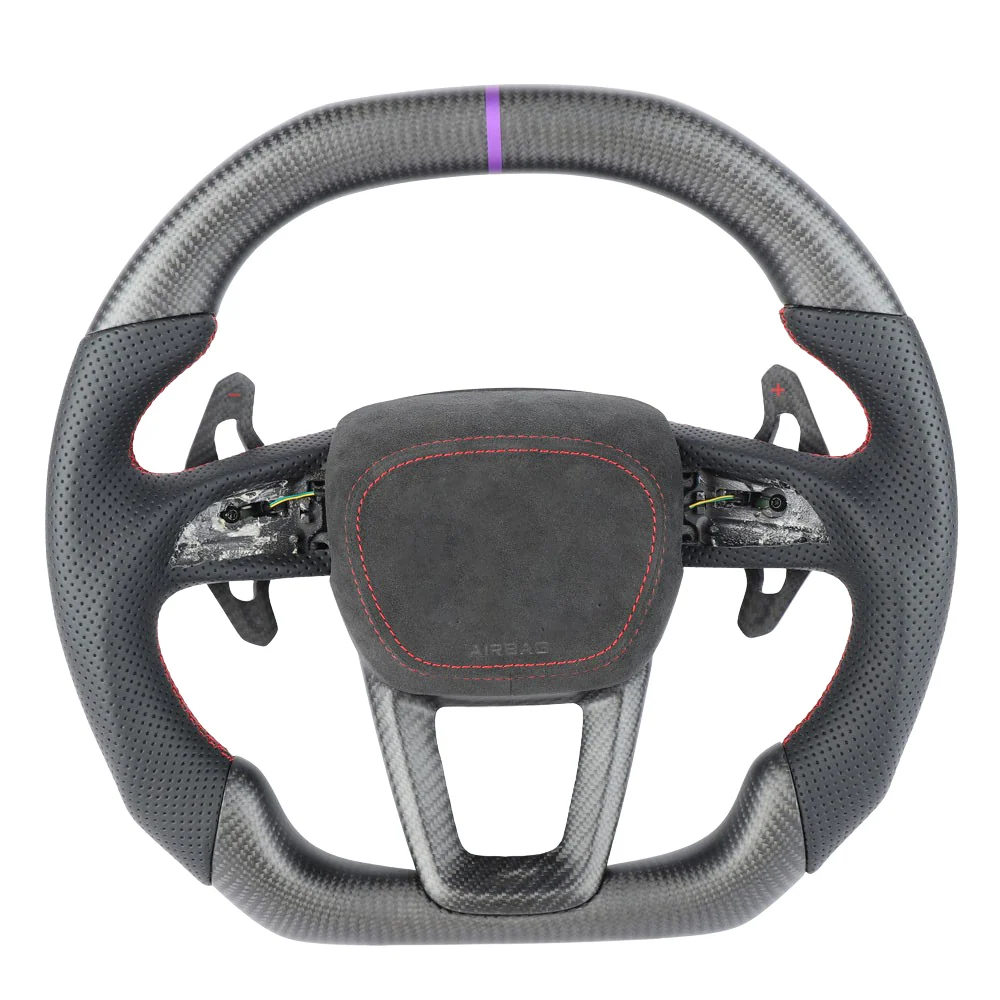 AUDI RSQ3/RSQ5/RSQ8 CARBON FIBRE / LEATHER FLAT TOP AND BOTTOM CUSTOM STEERING WHEEL