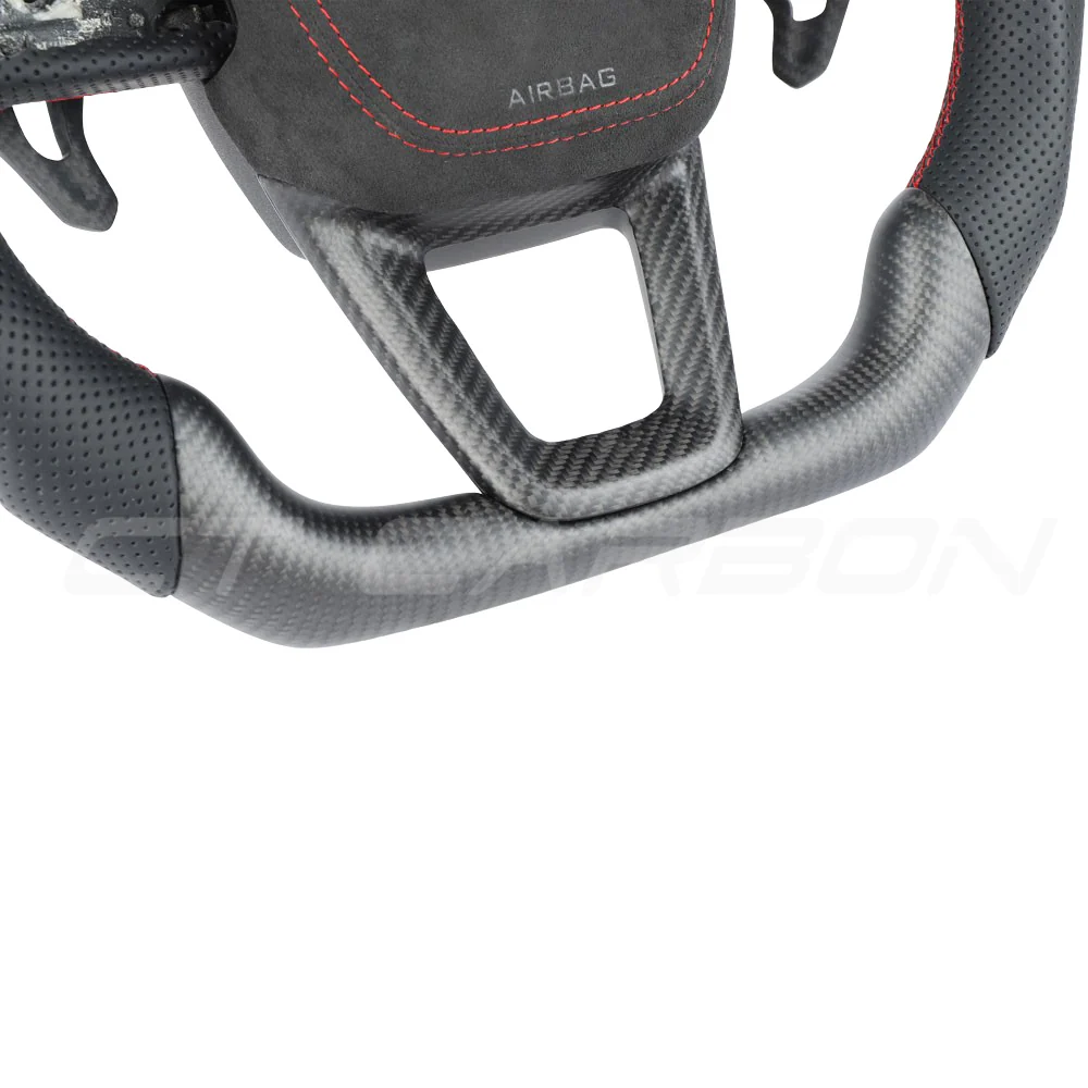 AUDI RSQ3/RSQ5/RSQ8 CARBON FIBRE / LEATHER FLAT TOP AND BOTTOM CUSTOM STEERING WHEEL