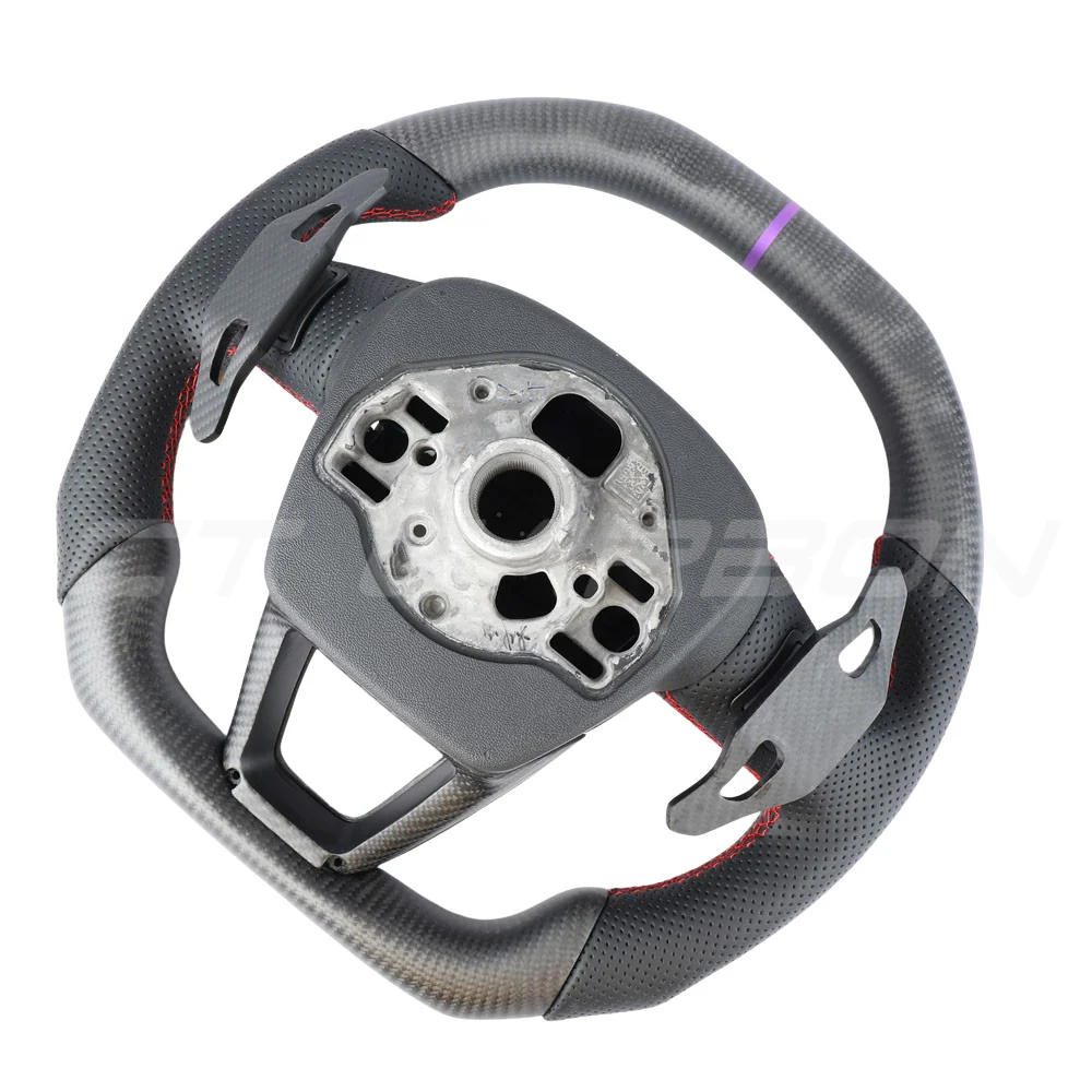 AUDI RSQ3/RSQ5/RSQ8 CARBON FIBRE / LEATHER FLAT TOP AND BOTTOM CUSTOM STEERING WHEEL