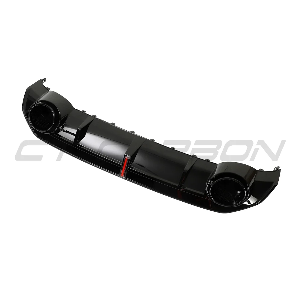 AUDI S3/A3 8Y S-LINE GLOSS BLACK DIFFUSER WITH TIPS & LED LIGHT-Diffuser-BLAK BY CT-CT Carbon - High-quality carbon fiber and gloss black aerodynamic parts for premium sports and luxury vehicles.