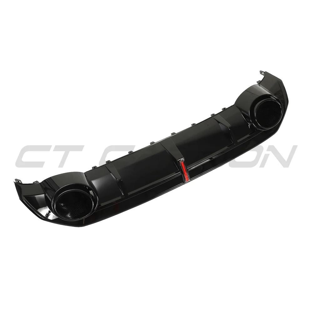 AUDI S3/A3 8Y S-LINE GLOSS BLACK DIFFUSER WITH TIPS & LED LIGHT-Diffuser-BLAK BY CT-CT Carbon - High-quality carbon fiber and gloss black aerodynamic parts for premium sports and luxury vehicles.