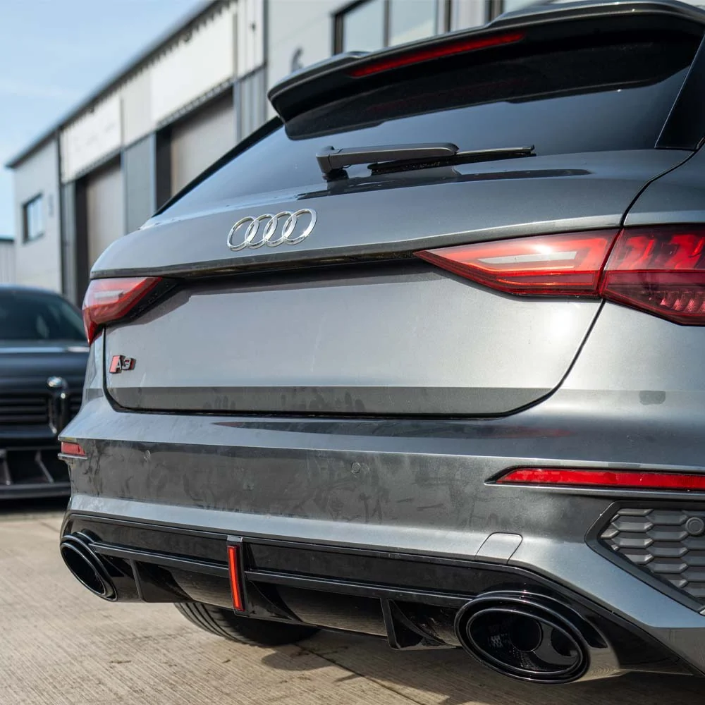 AUDI S3/A3 8Y S-LINE GLOSS BLACK DIFFUSER WITH TIPS & LED LIGHT