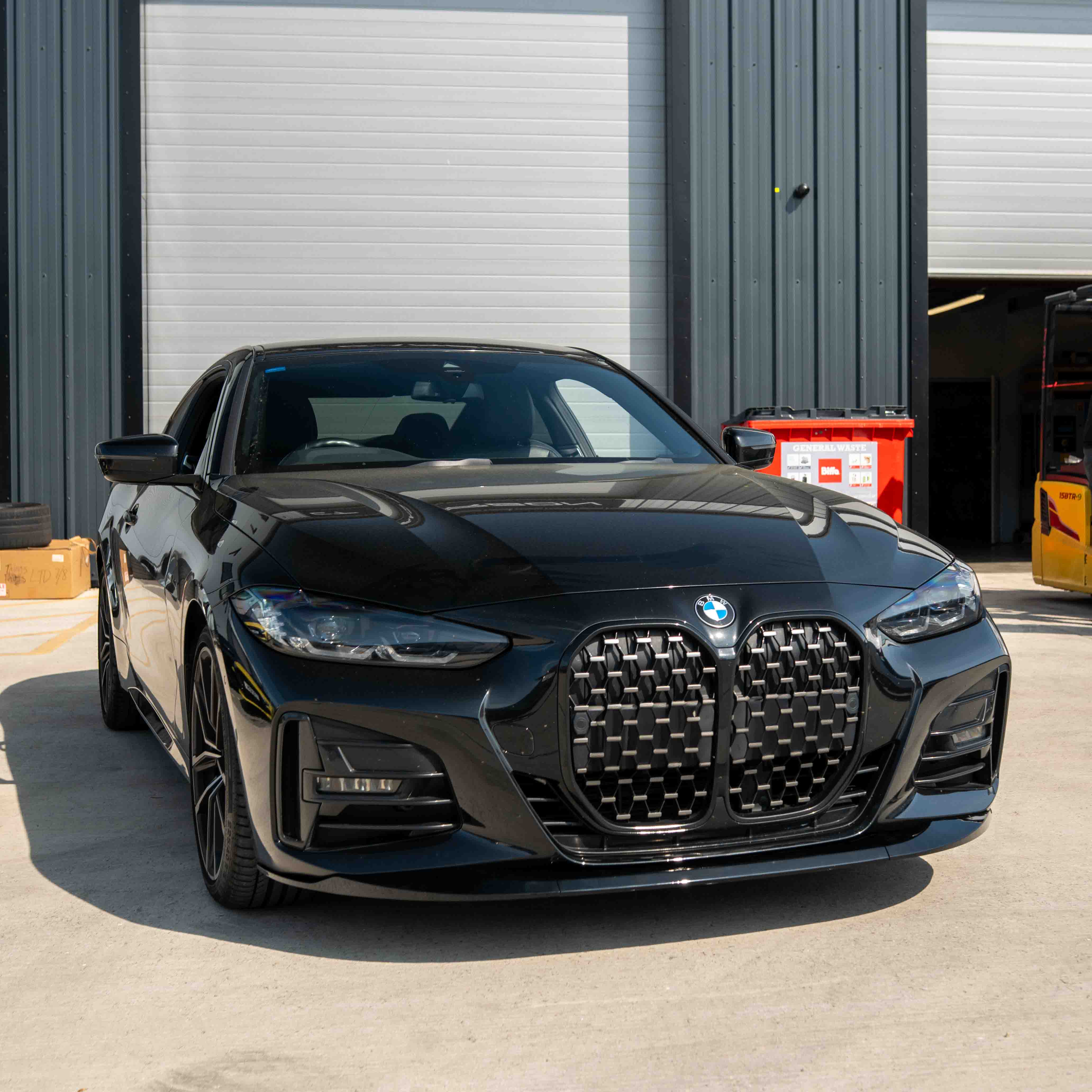 BMW 4 SERIES G22/G23 GLOSS BLACK SPLITTER - MP STYLE-Splitter-BLAK BY CT-CT Carbon - High-quality carbon fiber and gloss black aerodynamic parts for premium sports and luxury vehicles.