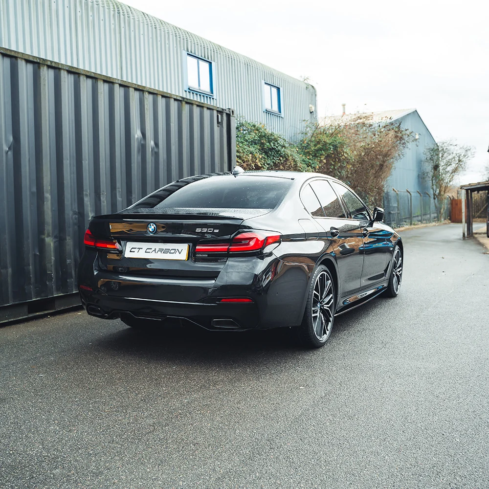 BMW 5 SERIES G30 LCI 21+ GLOSS BLACK KIT - MP STYLE-Kit-BLAK BY CT-CT Carbon - High-quality carbon fiber and gloss black aerodynamic parts for premium sports and luxury vehicles.