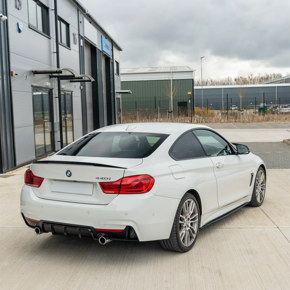 BMW 4 SERIES F32/F33/F36 GLOSS BLACK DUAL EXIT EXHAUST DIFFUSER - BLAK BY CT CARBON-Diffuser-BLAK BY CT-CT Carbon - High-quality carbon fiber and gloss black aerodynamic parts for premium sports and luxury vehicles.