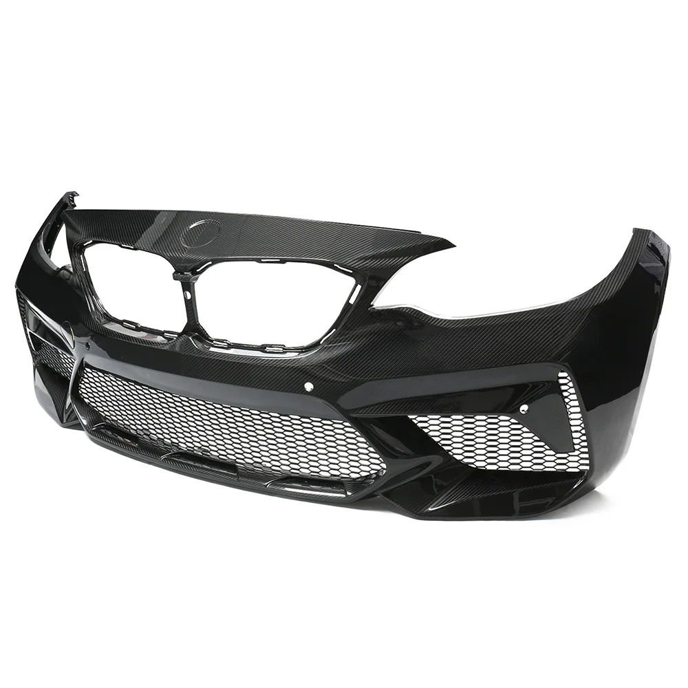 BMW F87 M2C CARBON PRE-PREG FIBRE FRONT BUMPER-Bumper-CT CARBON-CT Carbon - High-quality carbon fiber and gloss black aerodynamic parts for premium sports and luxury vehicles.