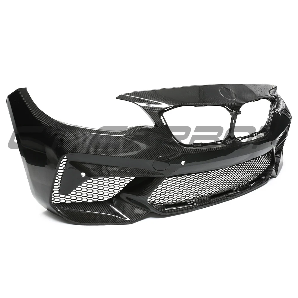 BMW F87 M2C CARBON PRE-PREG FIBRE FRONT BUMPER-Bumper-CT CARBON-CT Carbon - High-quality carbon fiber and gloss black aerodynamic parts for premium sports and luxury vehicles.