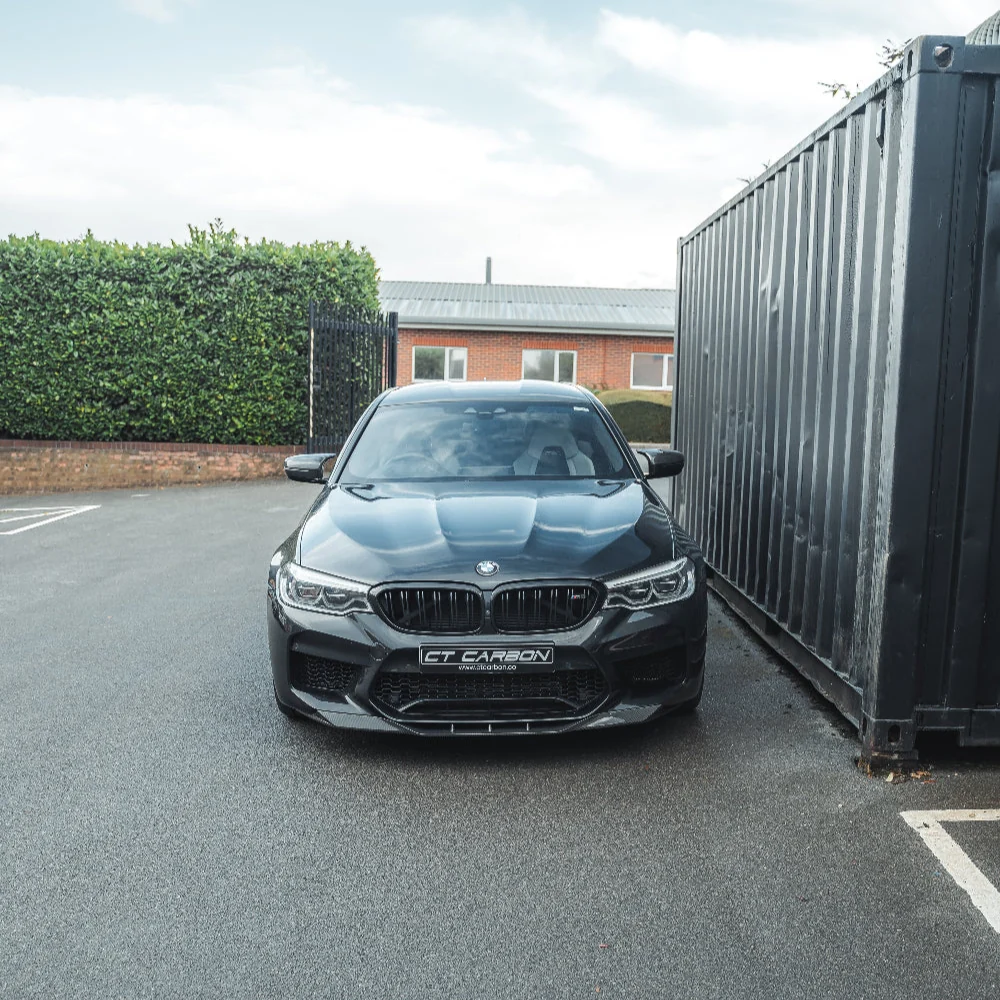 BMW F90 M5 & M5C COMPETITION CARBON FIBRE SPLITTER - R STYLE-Splitter-CT CARBON-CT Carbon - High-quality carbon fiber and gloss black aerodynamic parts for premium sports and luxury vehicles.
